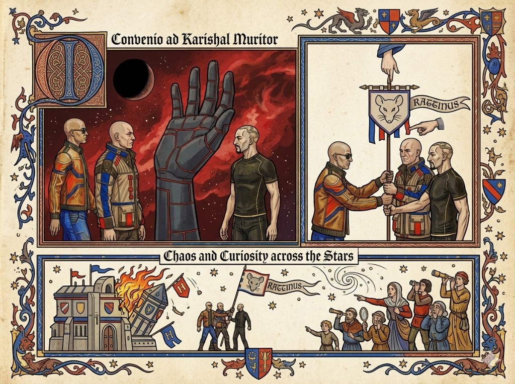 Illuminated manuscript depicting the founding of Rattini Tribe at the Karishal Muritor Memorial
